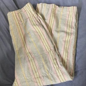 Tan, pink, orange linen pants